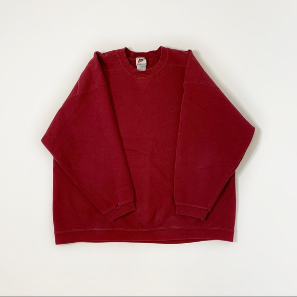 Nike Sweaters - Vintage Nike burgundy crewneck sweater